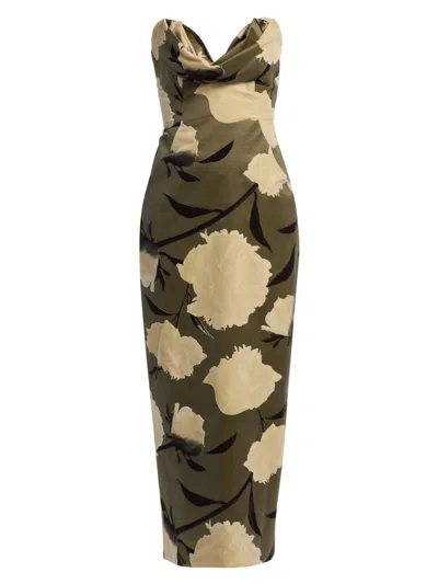 Lela Rose Draped Bust Sheath Dress In Brown