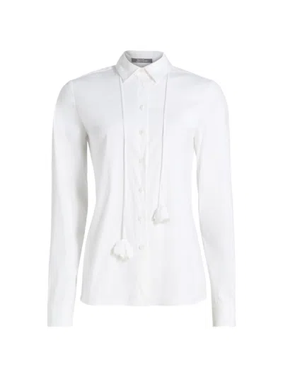 Lela Rose Women's Drop Flower Cotton Poplin Shirt In White