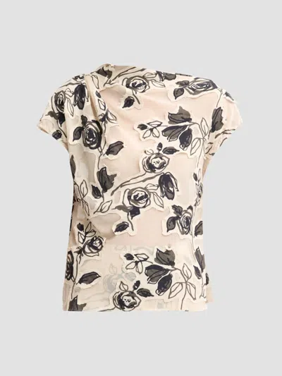 Lela Rose Women's Floral Burnout Chiffon Draped Top In Multi