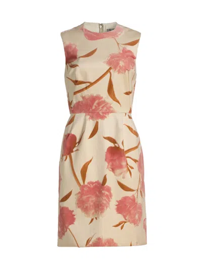 Lela Rose Floral Print Sleeveless Sheath Mini Dress In Pink Multi
