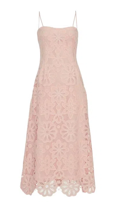 Lela Rose Women's Floral Lace Midi Dress In Pink