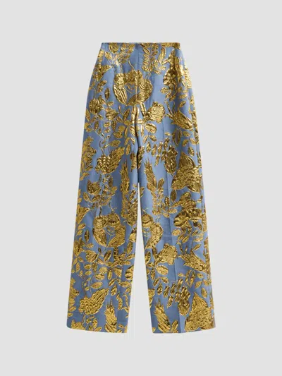 Lela Rose Women's Floral Metallic Fil Coupé Straight-leg Pants In Multi