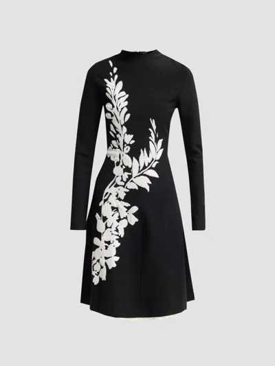 Lela Rose Women's Floral Velvet Jacquard Knit Minidress In Black