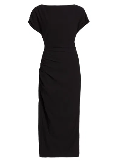 Lela Rose Women's Florence Ruched Crepe Dress In Black