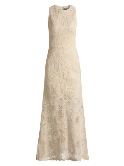 Lela Rose Women's Lattice Guipure Lace Midi-dress In White