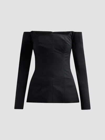 Lela Rose Women's Off-the-shoulder Stretch Cotton Top In Black