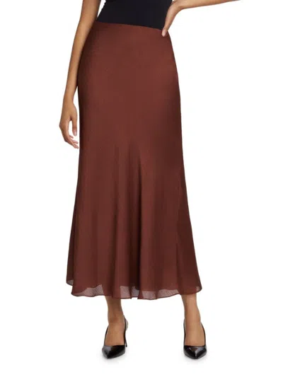 Lela Rose Women's Plissé Chiffon A-line Maxi Skirt In Brown