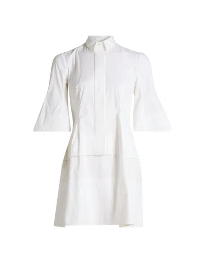 Lela Rose Women's Poplin Flare-sleeve Shirtdress In White