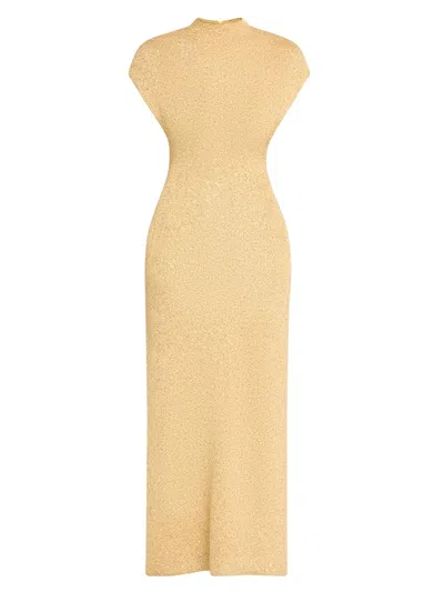 Lela Rose Women's Sequined Knit Mock Turtleneck Body-con Dress In Gold