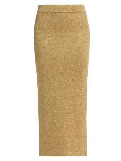 Lela Rose Women's Sequined Knit Pencil Skirt In Yellow