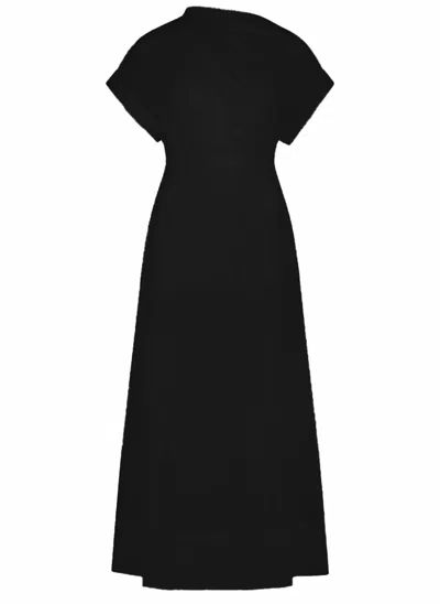 Lela Rose Women's Short Sleeve Draped Shoulder Midi Dress In Black