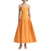 Lela Rose Women's Strapless Taffeta Seam Detail Full Skirt Midi Dress In Tangerine In Orange