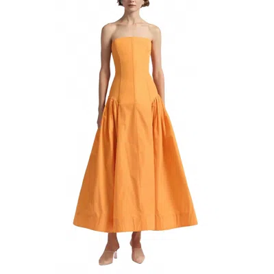 Lela Rose Women's Strapless Taffeta Seam Detail Full Skirt Midi Dress In Tangerine In Orange