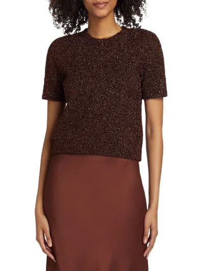 Lela Rose Women's Tinsel Metallic T-shirt In Brown