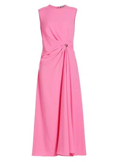 Lela Rose Women's Twist-waist Crepe Midi-dress In Peony