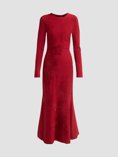 Lela Rose Women's Velvet Jacquard Knit Trumpet Maxi-dress In Oxblood