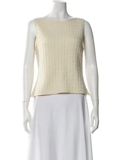 Pre-owned Lela Rose Wool Bateau Neckline Sweater W/ Tags In Neutral