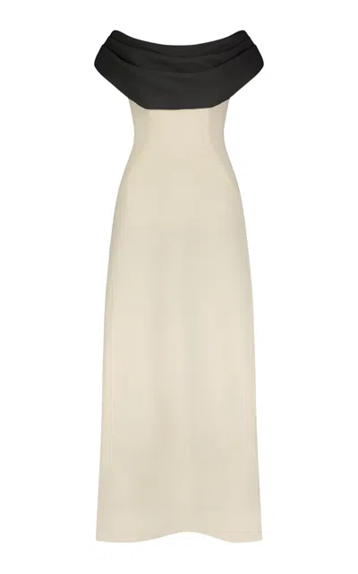 Lela Rose Wool Crepe Cowl Neck Gown In Multi