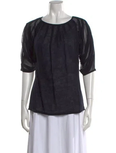 Pre-owned Lela Rose Wool Crew Neck Blouse In Black
