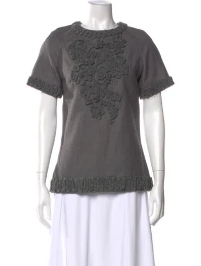 Pre-owned Lela Rose Wool Crew Neck Blouse In Gray
