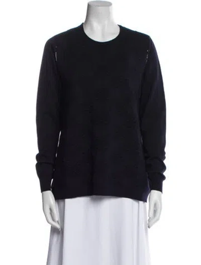 Pre-owned Lela Rose Wool Crew Neck Sweater In Blue