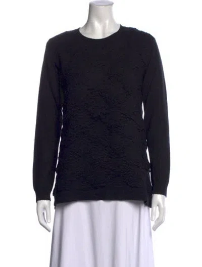 Pre-owned Lela Rose Wool Crew Neck Sweater In Blue