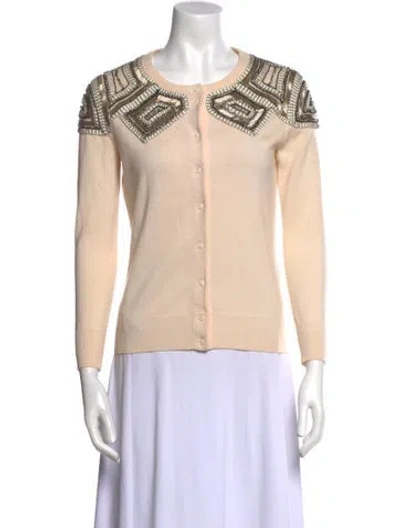 Pre-owned Lela Rose Wool Crew Neck Sweater In Neutral