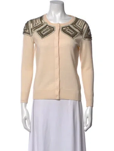 Pre-owned Lela Rose Wool Crew Neck Sweater In Neutrals