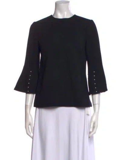 Pre-owned Lela Rose Wool Crew Neck Top In Black