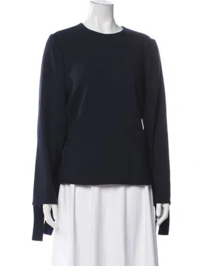 Pre-owned Lela Rose Wool Crew Neck Top In Blue