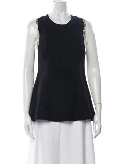 Pre-owned Lela Rose Wool Crew Neck Top In Blue