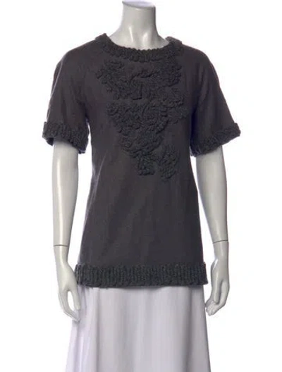 Pre-owned Lela Rose Wool Crew Neck Top In Grey