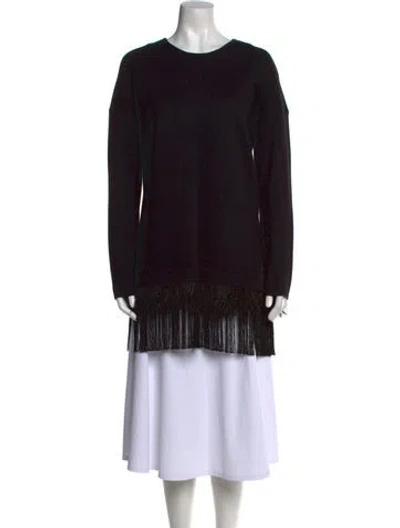 Pre-owned Lela Rose Wool Crew Neck Tunic In Black