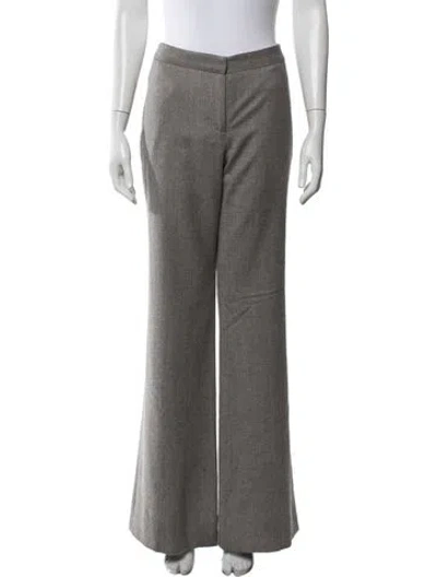 Pre-owned Lela Rose Wool Flared Pants In Gray
