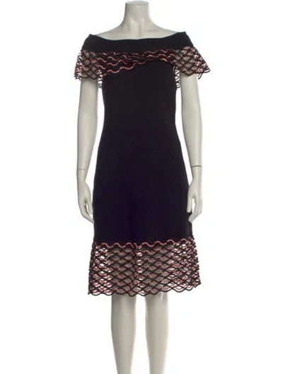 Pre-owned Lela Rose Wool Knee-length Dress In Black