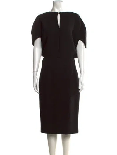 Pre-owned Lela Rose Wool Knee-length Dress In Black