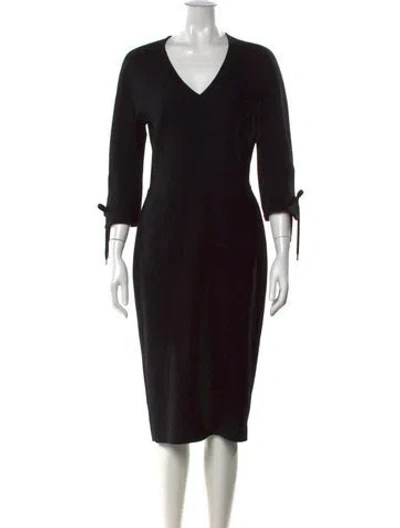 Pre-owned Lela Rose Wool Knee-length Dress In Black