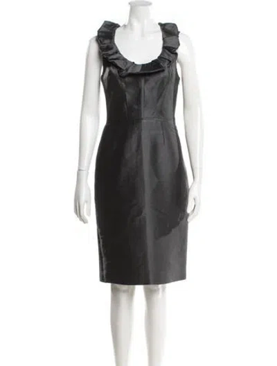 Pre-owned Lela Rose Wool Knee-length Dress In Black