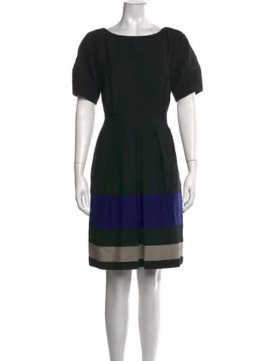 Pre-owned Lela Rose Wool Knee-length Dress In Black