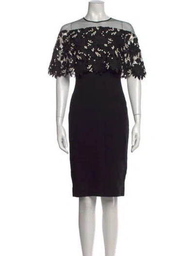 Pre-owned Lela Rose Wool Knee-length Dress In Black