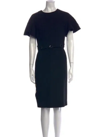 Pre-owned Lela Rose Wool Knee-length Dress In Black