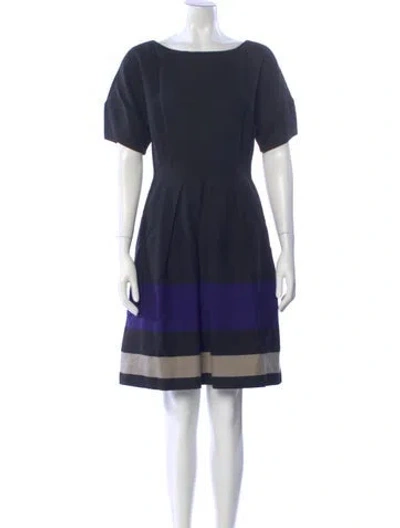 Pre-owned Lela Rose Wool Knee-length Dress In Blue