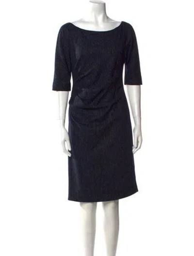 Pre-owned Lela Rose Wool Knee-length Dress In Blue