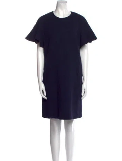 Pre-owned Lela Rose Wool Knee-length Dress In Blue