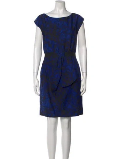Pre-owned Lela Rose Wool Knee-length Dress In Blue
