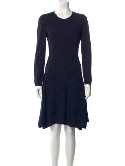 Pre-owned Lela Rose Wool Knee-length Dress In Blue