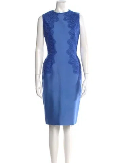 Pre-owned Lela Rose Wool Knee-length Dress In Blue