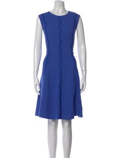Pre-owned Lela Rose Wool Knee-length Dress In Blue