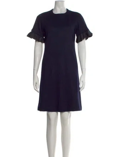 Pre-owned Lela Rose Wool Knee-length Dress In Blue