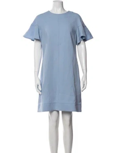 Pre-owned Lela Rose Wool Knee-length Dress In Blue
